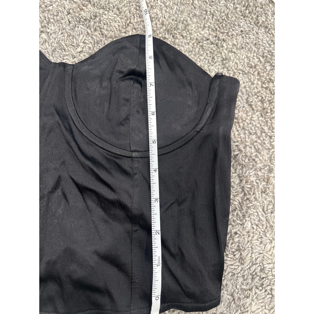 Zara Black Satin Bustier Crop Top Underwire Sweetheart Neckline NWT Size M - Picture 7 of 7